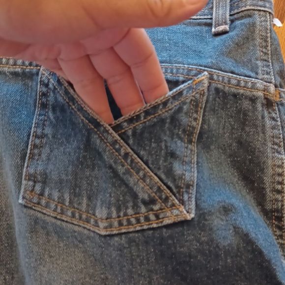 Vintage OLD NAVY BLUE JEANS Shorts Size 12- Made Mexico- Tulip Poket - Picture 7 of 14